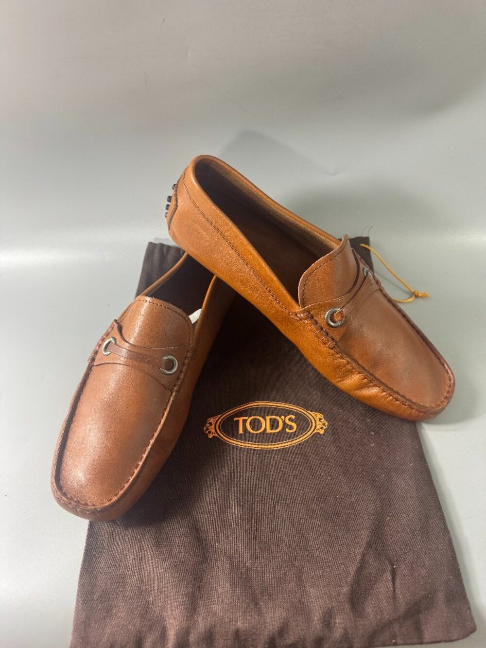 Authentic Tod's Gommino Leather Loafers - Caramel Brown, Size 8/US 9.5